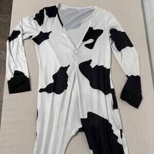Cow Print One-Piece Costume with Snap Closure, Size Small